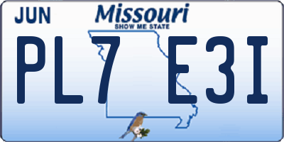 MO license plate PL7E3I