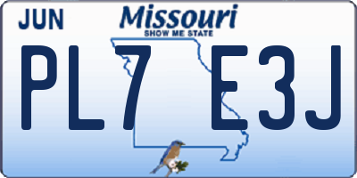 MO license plate PL7E3J