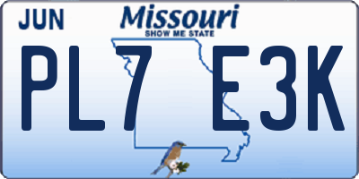 MO license plate PL7E3K