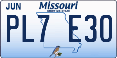 MO license plate PL7E3O
