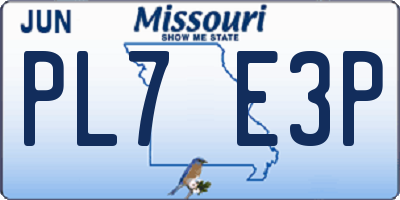 MO license plate PL7E3P