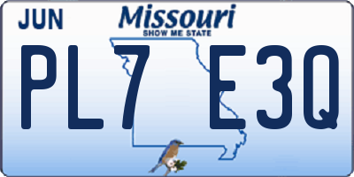 MO license plate PL7E3Q