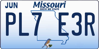 MO license plate PL7E3R
