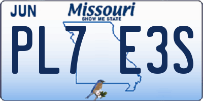 MO license plate PL7E3S