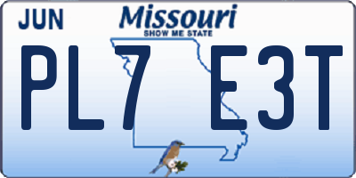 MO license plate PL7E3T