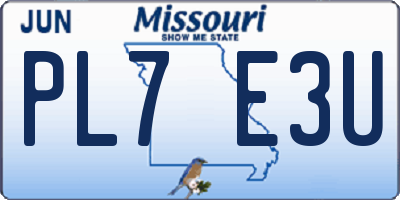 MO license plate PL7E3U