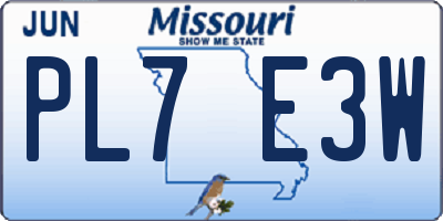 MO license plate PL7E3W