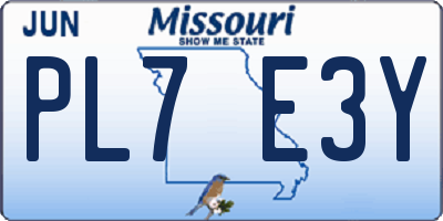 MO license plate PL7E3Y