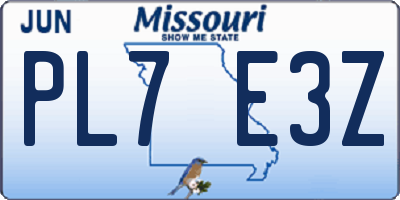 MO license plate PL7E3Z