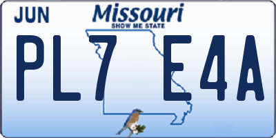 MO license plate PL7E4A