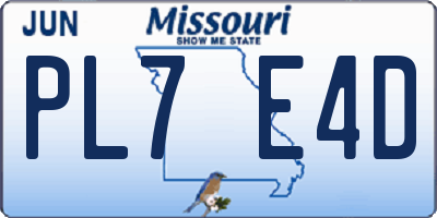 MO license plate PL7E4D