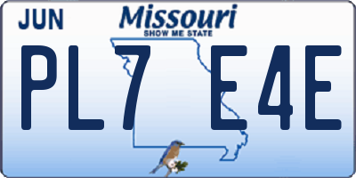 MO license plate PL7E4E