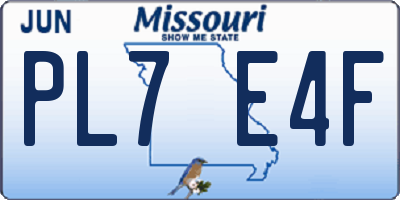 MO license plate PL7E4F