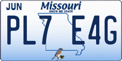 MO license plate PL7E4G