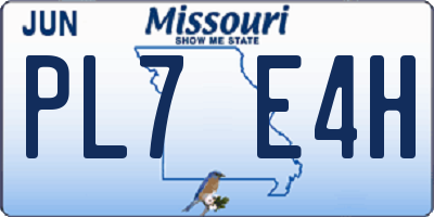 MO license plate PL7E4H