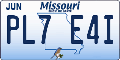 MO license plate PL7E4I