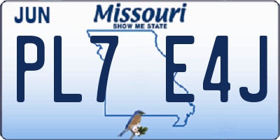MO license plate PL7E4J