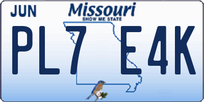 MO license plate PL7E4K