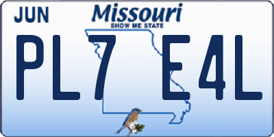 MO license plate PL7E4L