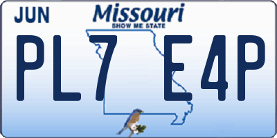 MO license plate PL7E4P