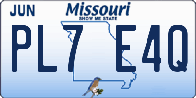 MO license plate PL7E4Q