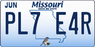 MO license plate PL7E4R