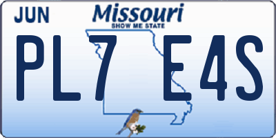 MO license plate PL7E4S