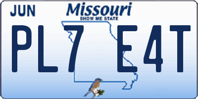 MO license plate PL7E4T