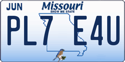 MO license plate PL7E4U