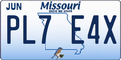 MO license plate PL7E4X