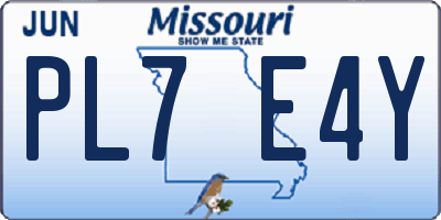 MO license plate PL7E4Y