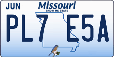 MO license plate PL7E5A