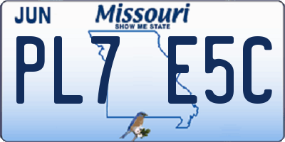 MO license plate PL7E5C