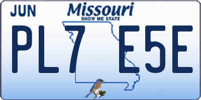 MO license plate PL7E5E