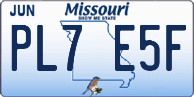 MO license plate PL7E5F