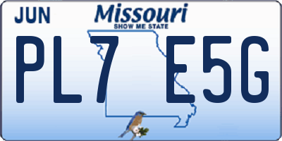 MO license plate PL7E5G