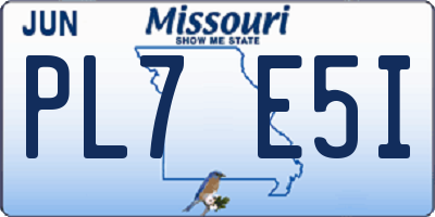 MO license plate PL7E5I