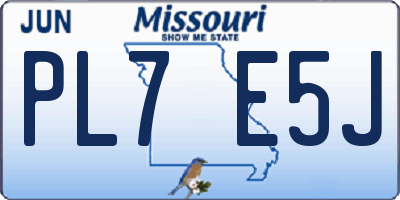 MO license plate PL7E5J