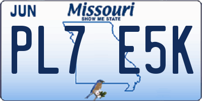MO license plate PL7E5K