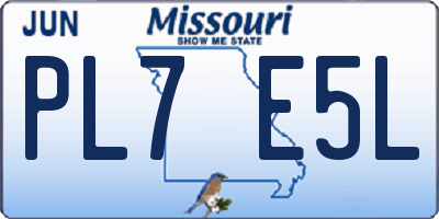 MO license plate PL7E5L