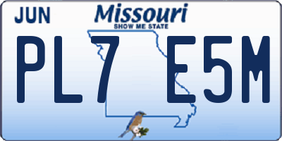 MO license plate PL7E5M