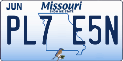 MO license plate PL7E5N