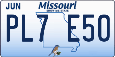 MO license plate PL7E5O