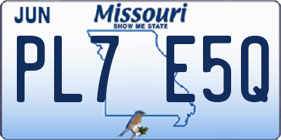 MO license plate PL7E5Q