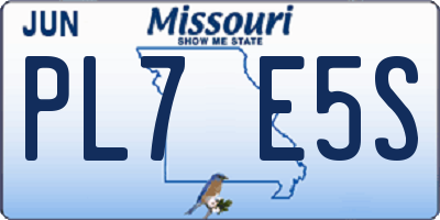 MO license plate PL7E5S