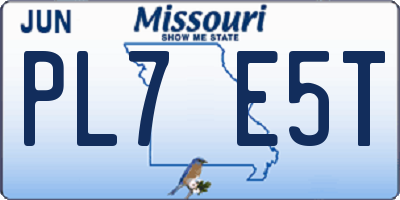 MO license plate PL7E5T