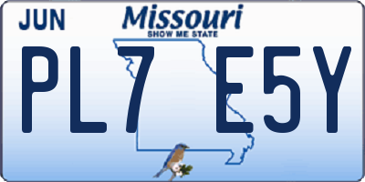 MO license plate PL7E5Y