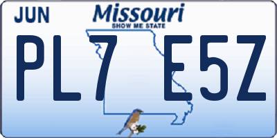 MO license plate PL7E5Z