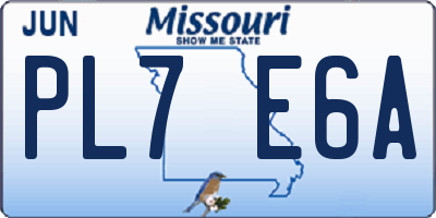 MO license plate PL7E6A