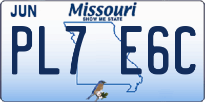 MO license plate PL7E6C